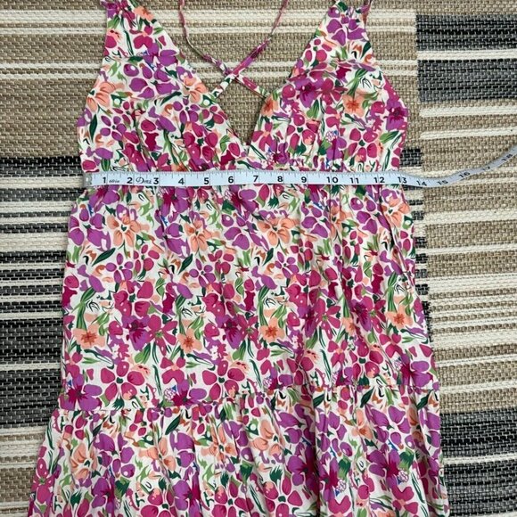 Storia Women's Maxi Dress Sleeveless Floral Print Lined Cross Back Multicolor XS - Picture 15 of 16